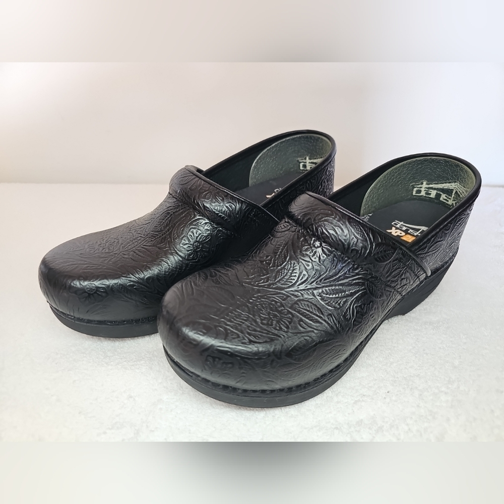 Dansko Black Embossed Clogs